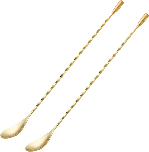 Vista 10 de BRIOUT 2 Piezas Cucharas de Bar, Agitador de Bebidas de Mango Largo de 12 Pulgadas, Cucharas de Mezcla de Cóctel de Bar de Acero Inoxidable con Negro