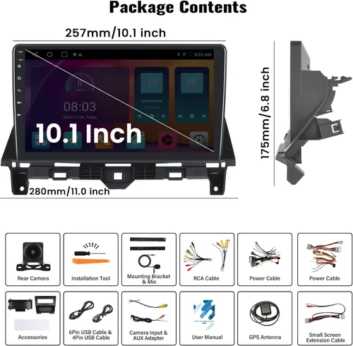 Vista 9 de 4 GB+64 GB Android 13 Estéreo para coche Honda Accord 8th 2008-2013 con Carplay inalámbrico Android Auto, 10.1 pulgadas HD pantalla táctil Bluetooth
