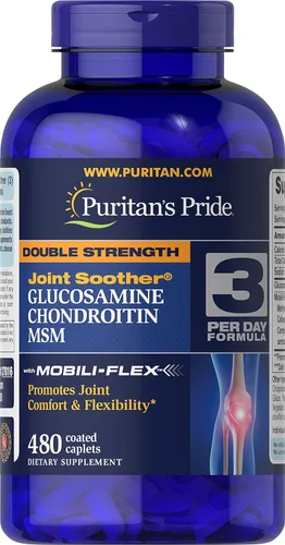 Puritan's Pride Fórmula diaria de glucosamina, condroitina y MSM-3 por día de Puritan's Pride, Caplet, 480 unidades