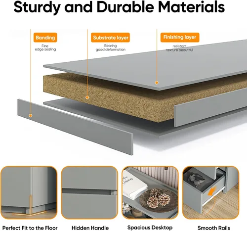 Vista 22 de furtble Cómoda apilable de 2 cajones, cómoda pequeña para armario, mesita de noche moderna para dormitorio, mesa auxiliar con cajón