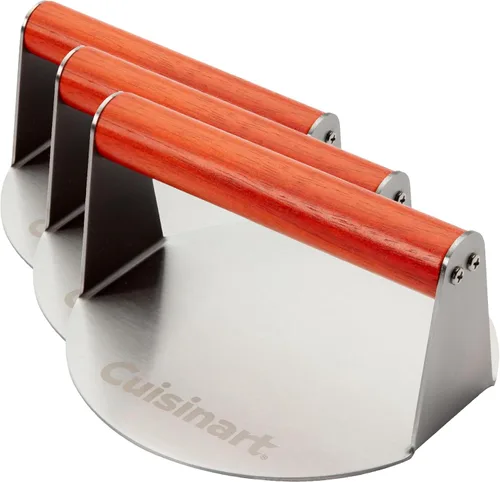 Cuisinart 6" Stainless Steel Smashed Burger Press, Juicy and Crispy Burgers for BBQs, Cookouts, Round (Pack of 3)