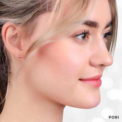 Vista 5 de Aretes de bola de tuerca de oro macizo de 14 quilates (3 pares) de 3, 4 y 5 mm (18, 532, 1364 pulgadas), elige un