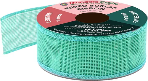 Vista 158 de Mandala Crafts Cinta de arpillera amarilla con alambre para corona, cinta de arpillera amarilla de yute natural rústico de 2 pulgadas de ancho, 10