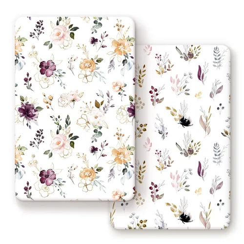 Vista 43 de GRSSDER Juego de sábanas ajustadas elásticas ultra suaves para moisés, paquete de 2, ajuste universal para moisés, cuna, capazo de Moisés, colchón