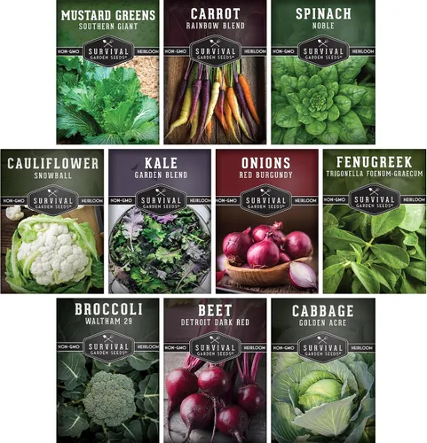 Paquete variado de semillas de verduras de estación fría para plantar