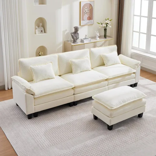 Vista 22 de URRED Oversized Modular Sectional Sofa, 87" L Shaped Modern Comfy Cloud Couch with Movable Ottoman & Pillows, Deep Seat Couches for Living Room