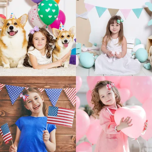 Vista 7 de Whaline 4 clips de cinta para el cabello del día de San Patricio, pasadores de cocodrilo, pasadores de temporada para el 4 de julio, independencia