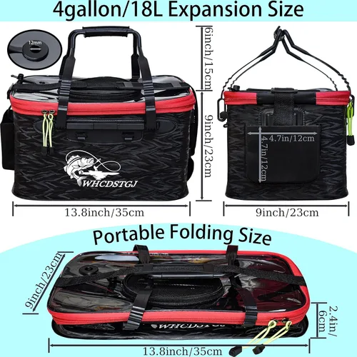 Vista 2 de Cubo de Pesca con Tapa Transparente, Cubo Plegable para Cebo de Pesca, Cubo Multifuncional para Pececillos, Contenedor de Pescado Vivo, Cubo
