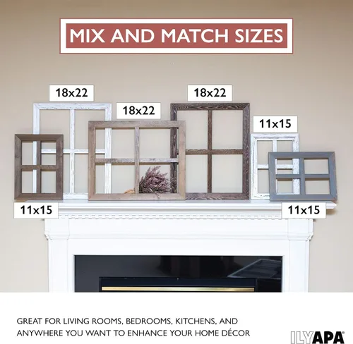 Vista 8 de Ilyapa - Marco de ventana para decoración de pared, diseño rústico de madera