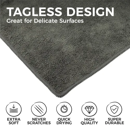 Vista 2 de (Paquete de 12) 16" x 16" toallas de limpieza de microfibra de grado comercial para usos múltiples, altamente absorbentes, sin pelusa, sin manchas