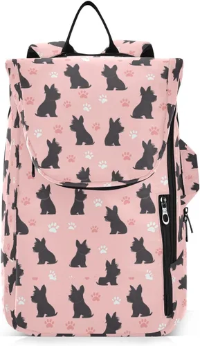 Tennis Sport Bag for Women Waterproof Black Scottish Terrier Paw Peach 2 Rackets Tennis Racket Cover Bag Gym Bag for Tennis, Badminton, Pickleball