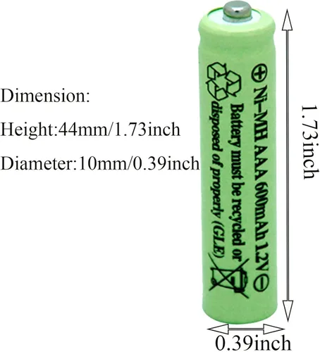 Vista 3 de AAA 600mAh 1.2V NiMH Baterías solares recargables para luz solar, lámpara solar, luces de jardín verdes (8 piezas)