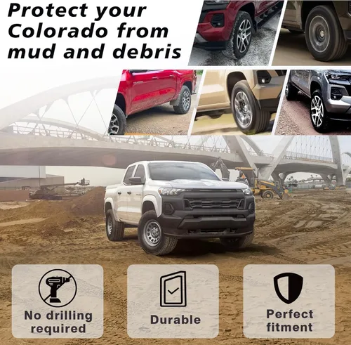 Vista 4 de Muslogy Para Colorado 2023+ Guardabarros Sin Extensión de Guardabarros Delanteros y Traseros Protectores contra Salpicaduras Sin Perforación