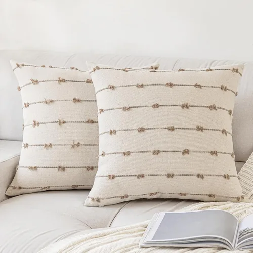 Vista 13 de YEENAASY Fundas de Cojines Decorativos Boho 16x16 Juego de 2 Modernas Estilo Granja Funda de Cojín Decorativa con Mechones Fundas de Almohadas