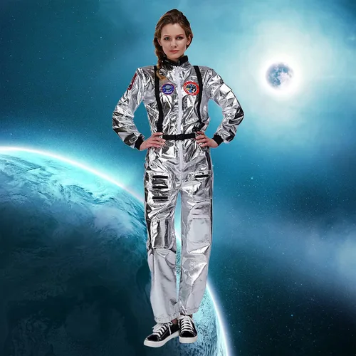 Vista 9 de DSplay Disfraz de astronauta espacial para adultos con parches bordados y bolsillos