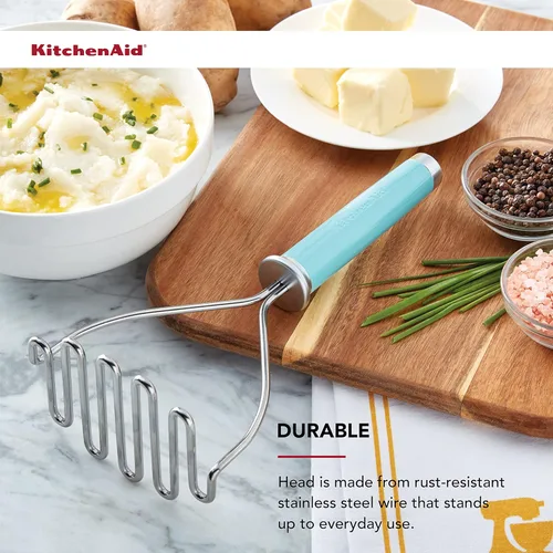 Vista 4 de KitchenAid Gourmet Machacador de Alambre de Acero Inoxidable, 10.24 Pulgadas, Azul Aguamarina