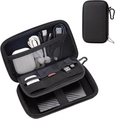 Travel Essentials - Bolsa organizadora electrónica para cables, funda protectora rígida de EVA, organizador de almacenamiento a prueba de golpes,