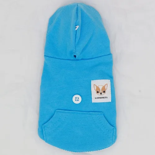 Vista 4 de LOPHIPETS Sudadera ligera de algodón para perros pequeños – Sudadera con capucha para chihuahuas, cachorros y razas en miniatura - Azul/XS