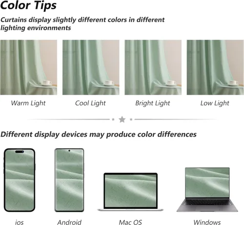 Vista 7 de Guken Cortinas de lino verde aguamarina de 84 pulgadas de largo, juego de 2 paneles semitransparentes con bolsillo para barra para comedor