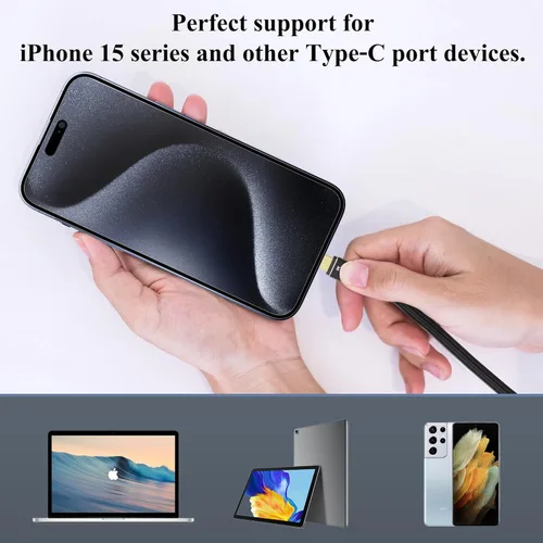 Vista 7 de Cable USB C a HDMI 2.1 de 8K de 4 pies, (8K @60 Hz, 4K a 120 Hz, HDR), cable trenzado, compatible con Thunderbolt 3/4, para iPhone 15 Series