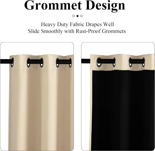 Vista 7 de Pony Dance - Cortinas 100% opacas, cortinas gruesas de doble capa para bloquear la luz, cortinas oscuras con aislamiento térmico y reducción
