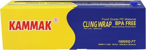 KAMMAK Envoltura de plástico con cortador deslizante - Rollo de película adhesiva de 12 pulgadas para servicio de alimentos - Película elástica