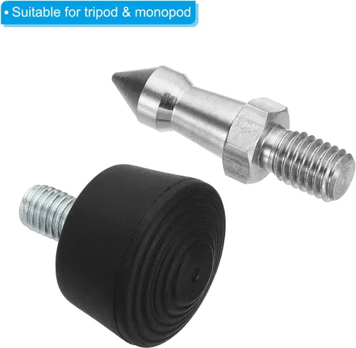 Vista 4 de PATIKIL Trípode de rosca M8 y pies de trípode de goma, juego de 3 adaptadores de montaje en tierra para trípode de cámara, para monopie, color negro
