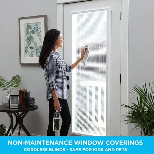 Vista 7 de ODL Persianas para puertas de marco elevado – Se adapta a vidrio de puerta con marco exterior de 9 x 66 pulgadas – Mejoras para el hogar – Fácil