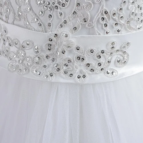 Vista 7 de NNJXD - Vestido largo de princesa lila para niñas, con tul, ideal para bailes de graduación 406 Blanco