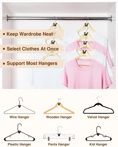 Vista 3 de Smartor Ganchos Conectores para Perchas de Ropa Paquete de 30, Almacenamiento y Organización de Armario como Perchas que Ahorran Espacio, Gancho