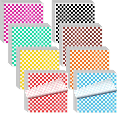 Fuutreo 800 hojas de papel encerado de delicatessen de 12 x 12 pulgadas, papel de regalo de sándwich a cuadros, papel de envoltura para cestas de
