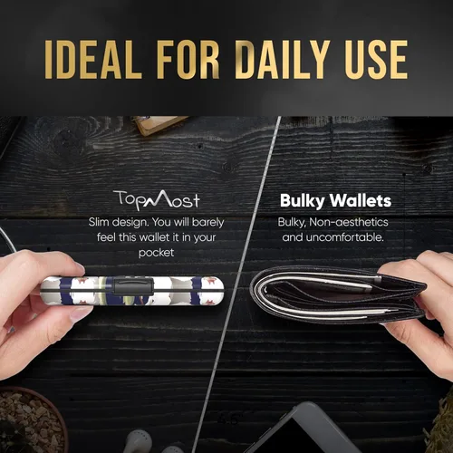 Vista 5 de TopMost Cartera de aluminio, cartera para tarjetas, tarjetero de metal RFID para hombres y mujeres, 6 ranuras de algodón para 12 tarjetas