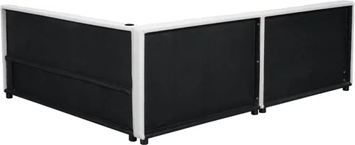 Vista 52 de Sofá cama de tamaño individual con 2 cajones y barandilla rústica, cama de plataforma capitán de madera con soporte de listones resistente, sofá