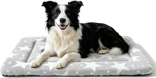 Vista 40 de Tapete de cama para perro, almohadilla reversible para jaula de perro con alfombrilla lavable y espuma suave, cama plana para mascotas para perros