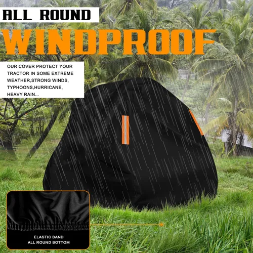 Vista 7 de Funda impermeable para cortacésped para montar al aire libre, fundas duraderas anti-UV 210D para tractores, ajuste universal para cubiertas de hasta