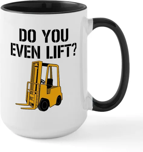 Vista 3 de CafePress Do You Even Lift Forklift - Taza grande de cerámica (15.0 fl oz)