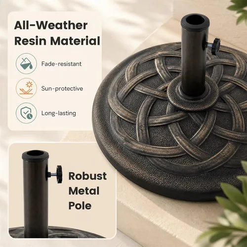 Vista 5 de GIANTEX Base de sombrilla para patio de 43 libras, soporte resistente para Bronce