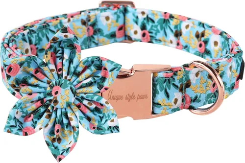 Vista 19 de Collar de perro de Halloween de estilo único con arco de flores de Unique Style Paws, collar de calabaza de algodón para perros pequeños, medianos