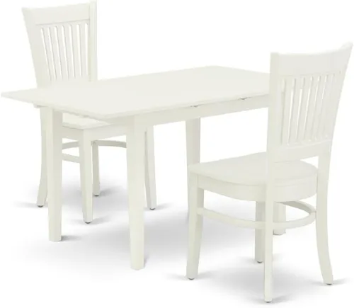 Vista 41 de East West Furniture NFVA3-BLK-C - Juego de comedor de 3 piezas que contiene una mesa de comedor rectangular con hojas de mariposa y 2 sillas