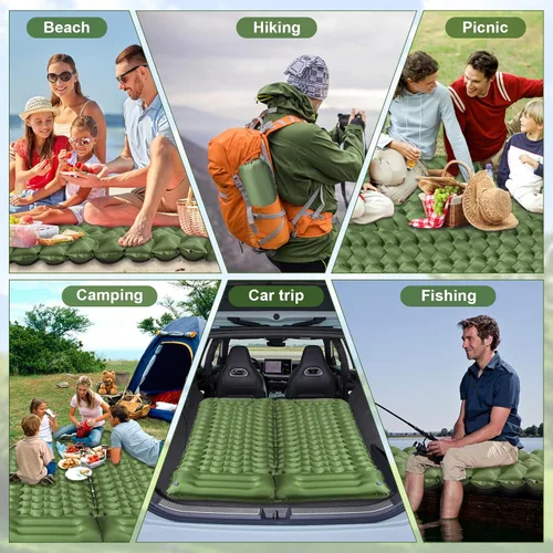 Vista 6 de Sleeping Pad,4" Thick Ultralight Sleeping Pad for Camping with Pillow & Foot Pump,Compact Inflatable Camping Mattress for Hiking Tent Road