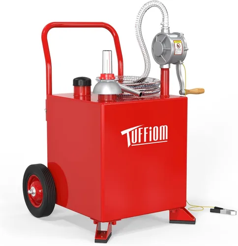 Vista 13 de TUFFIOM Carrito de combustible de 20 galones con ruedas y bomba de sifón manual, tanque de almacenamiento de transferencia de combustible diésel
