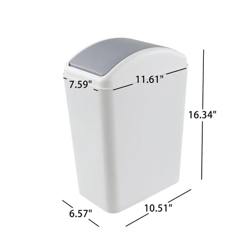 Vista 3 de Taysisiter - Cubo de basura delgado de plástico de 4.5 galones con tapa, cubo de basura con tapa abatible, 3 paquetes