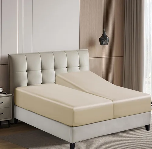 Vista 19 de Paquete de 2 sábanas bajeras bajeras de viscosa de bambú tamaño Queen solamente, 400 hilos, bolsillo profundo de 8 a 16 pulgadas, refrescante