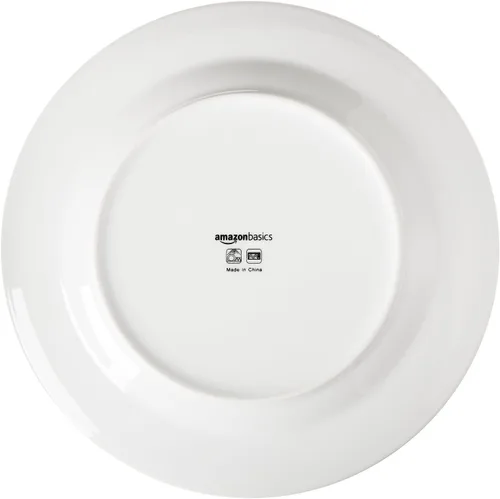 Vista 4 de Amazon Basics Juego de vajilla de cocina, apto para microondas y lavavajillas, platos, cuencos, servicio para 6, 18 piezas, color blanco