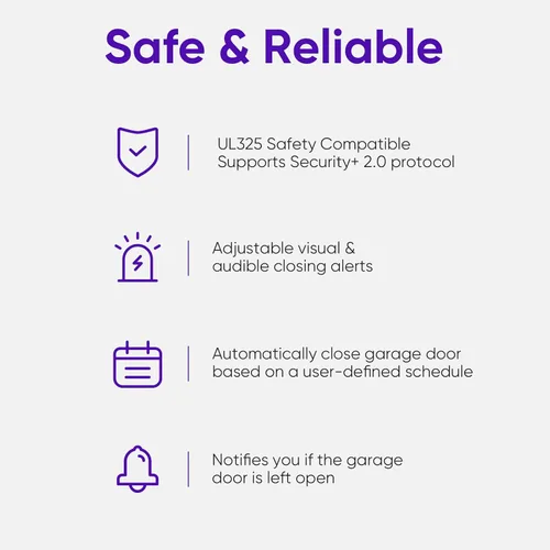 Vista 4 de OCCHI Abridor inteligente de puerta de garaje con cámara, control inteligente de garaje, compatible con Seguridad+ 2.0, detecta el estado