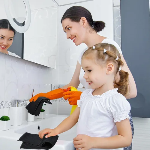 Vista 5 de Tenare Paquete de 100 paños de limpieza de microfibra de 12 x 12 pulgadas, trapos de limpieza reutilizables, toallas de microfibra a granel, paños