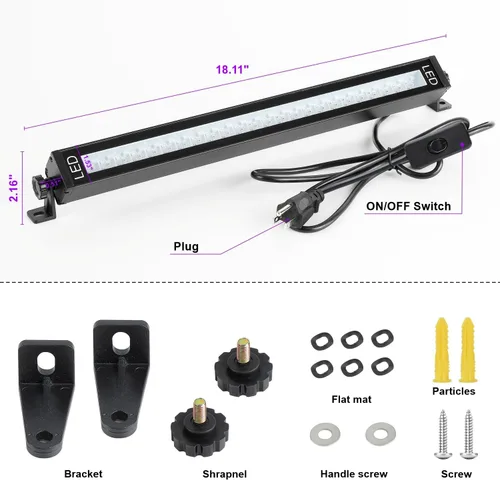 Vista 3 de Paquete de 4 luces LED negras, luces UV para fiesta brillante, gran espacio, barra de luz negra con enchufe e interruptor para decoración de fiesta