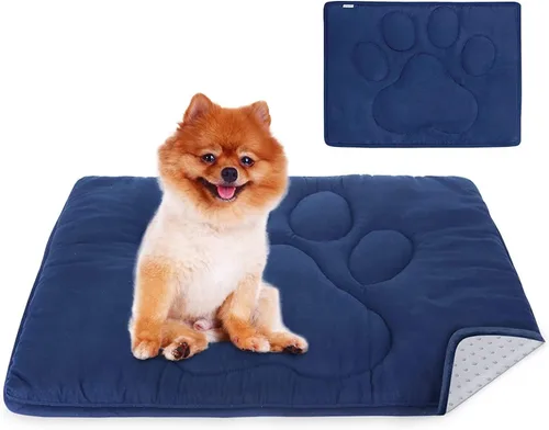 Vista 13 de Almohadilla para jaula de perro (18 x 24 pulgadas), alfombrillas para dormir, transpirable, color oscuro para ocultar manchas, gris