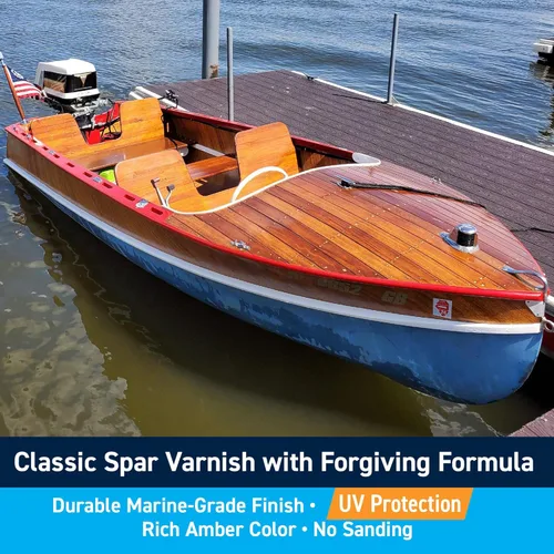 Vista 2 de TotalBoat Gleam Marine Spar - Barniz brillante y satinado para madera, barcos y muebles de exterior (brillo, dos pintas)