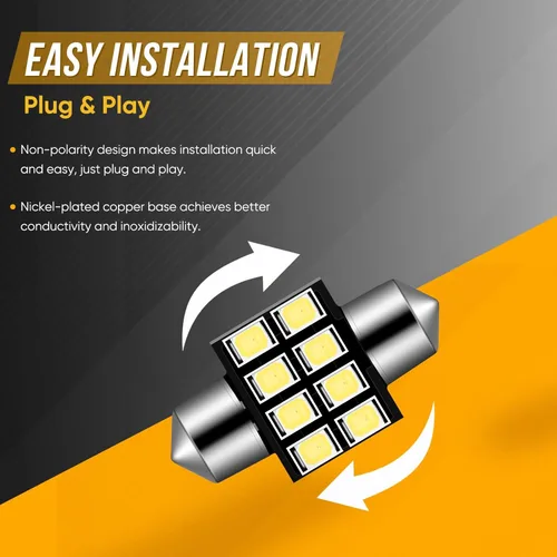 Vista 5 de Audak DE3175 DE3022 DE3021 3175 6428 Festoon - Bombilla LED Canbus de 1.181 in, libre de errores, para interiores, cúpula, mapa, luces de puerta
